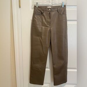 Aritzia Wilfred Olive Pleather Pants Sz 0